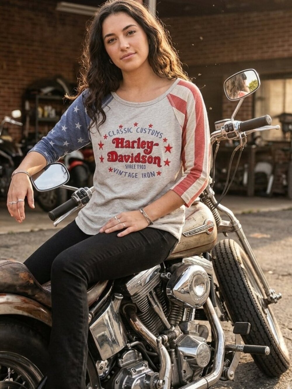 Vintage Iron | Harley-Davidson Americana Raglan Graphic Tee - M